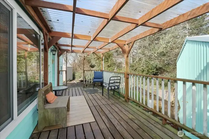Large, covered deck.