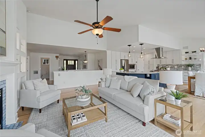 Nice high ceilings and an open floor plan make this space flow so well.