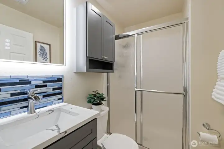 3/4 bath on lower level .