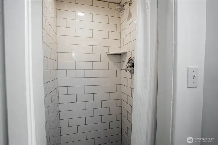 Newly tiled shower