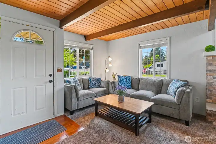 Front door into living room.