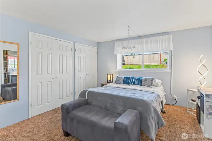 Primary bedroom with lots of closet space.