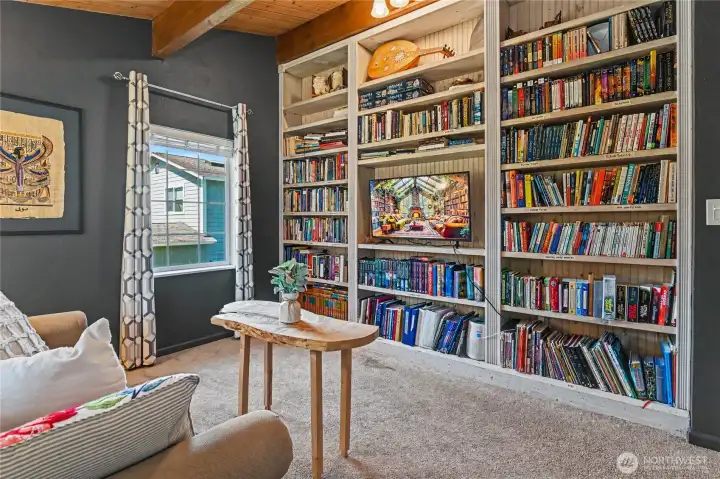 Bedroom #3 currently being used as a library room.