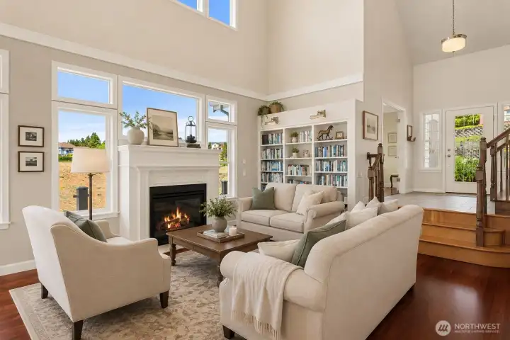 Virtually staged Living Room w/Fireplace