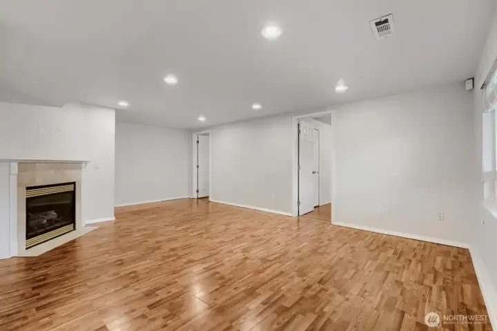 The two bedroom doors in the lower adjacent to the level living room.