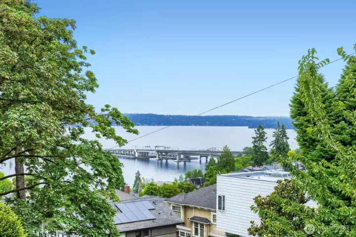 You will find your eyes glued to this view. On a clear day, you will awe at Mt. Rainier in all its glory. The Blue Angels are front and center as are the Seafair Hyrdo races. Imagine building another level up and you capture the 180° of Lake WA and the brilliant Bellevue skyline.