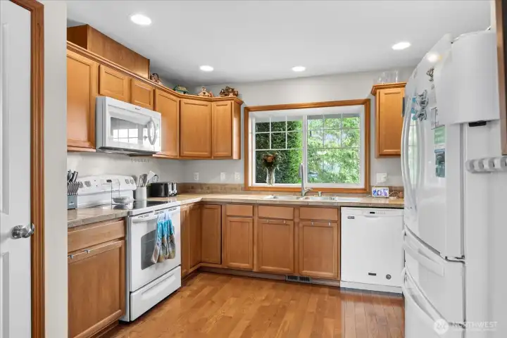 Spacious kitchen has tons of cabinetry & large pantry closet for storage.