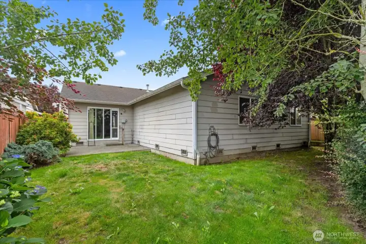 Level and dry back yard.