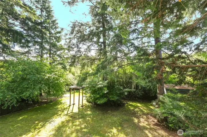 Standing at the deck railing, you really begin to appreciate just how special this backyard is. Nearly 1/3 acre has been thoughtfully enjoyed with "outdoor rooms" that naturally unfold as you explore. A level lawn offers space for everything from lawn games to backyard celebrations, while the arbor draws you toward another sunny clearing where you'll find a well-seasoned firewood supply tucked neatly away for the home's fireplaces and wood stoves. Dappled sunlight filtering through the evergreens creates a beautiful backdrop throughout the day, and don't be surprised if your morning coffee comes with visits from deer, rabbits or the neighborhood barn owl that frequently perches in the nearby trees. Standing at the deck railing, you really begin to appreciate just how special this backyard is. Nearly 1/3 acre has been thoughtfully enjoyed with "outdoor rooms" that naturally unfold as you explore. A level lawn offers space for everything from lawn games to backyard celebrations, while the arbor draws you toward another sunny clearing where you'll find a well-seasoned firewood supply tucked neatly away for the home's fireplaces and wood stoves. Dappled sunlight filtering through the evergreens creates a beautiful backdrop throughout the day, and don't be surprised if your morning coffee comes with visits from deer, rabbits or the neighborhood barn owl that frequently perches in the nearby trees.