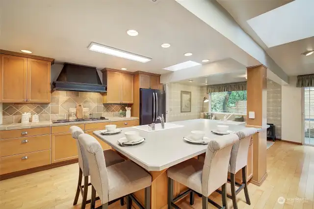 Lots of room for dining at the large kitchen island.