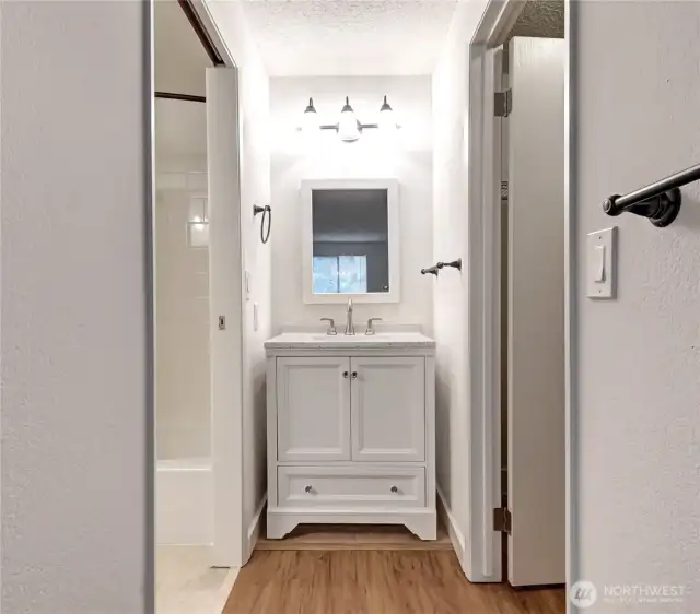 Primary vanity & walk-n closet on the right