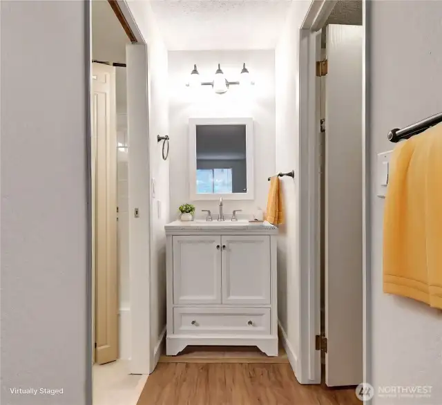 Primary vanity & walk-n closet on the right