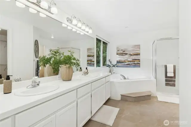 Bright, primary bathroom.