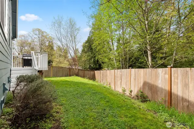 Fully fenced backyard