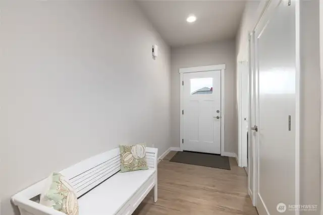 The entry hall is wider and all doorways are 36" wide for easy access.