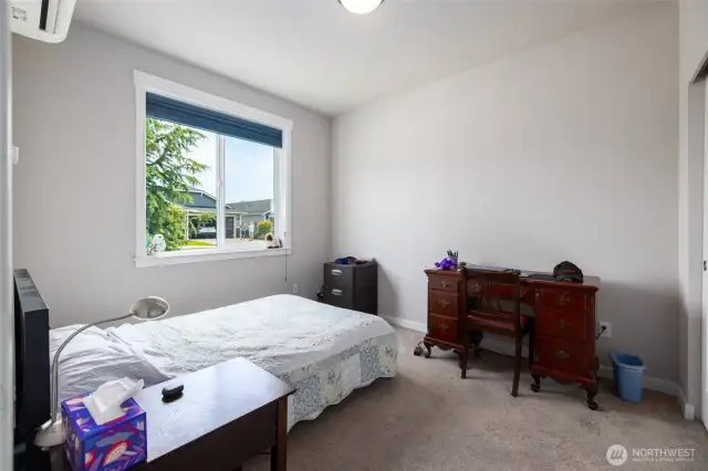 The guest room/office is on the front of the home.