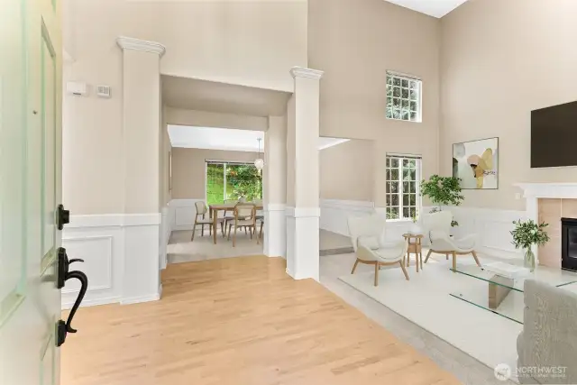 Large lounge that flows into the dining room.