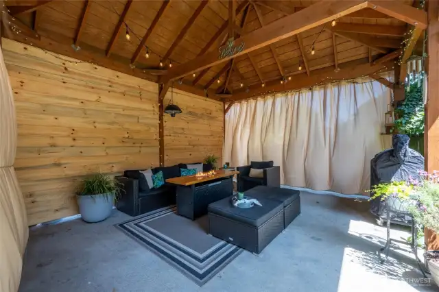If vacation vibes aren't your thing, the gazebo doubles as covered parking, but we think it's best used as your favorite place to chill. You'll love being surrounded by the lush gardens in the privacy of your own back yard, listening to the water feature as you release the stress from your day.