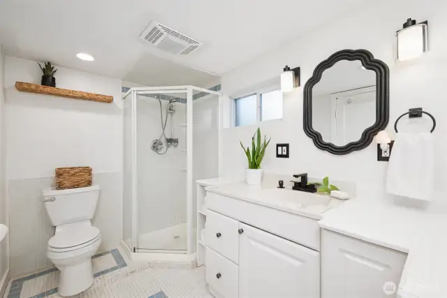 The basement features a 3/4 bathroom, making it the perfect downstairs retreat.