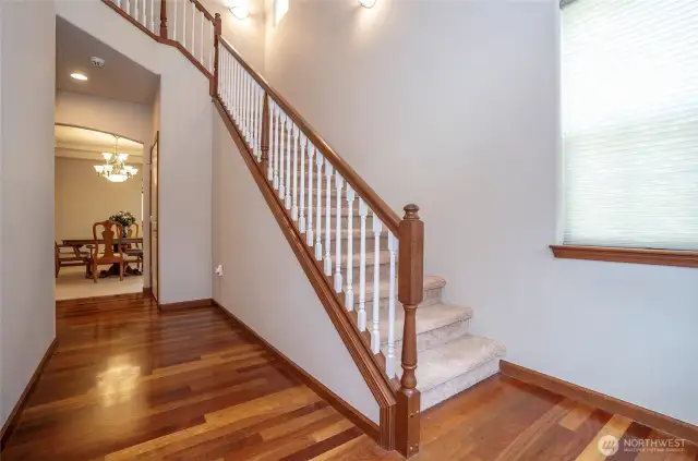 Gorgeous Brazilian Cherry floors flow through most of the main living areas, adding warmth and elegance.