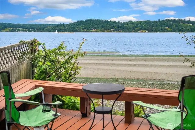 Lower deck has lots of space and is a great place for entertaining or relaxing.