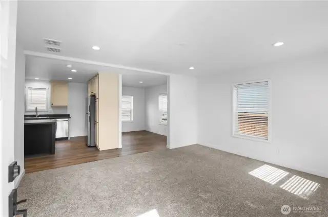 Light filled living room and allocated dining room