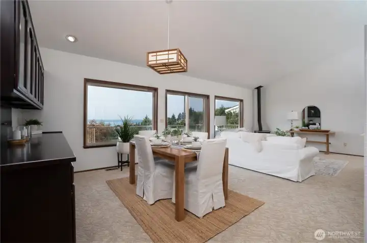 Vaulted ceilings in the formal spaces