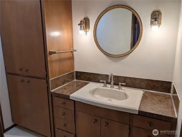 Primary Bathroom. Welcome to #11214 34th Ave E, Tacoma WA 98446. 3200+sf, 4+ br, 3 ba, 1.1 fenced acres.