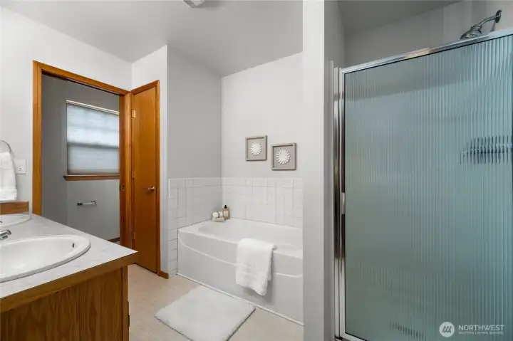 Separate water closet for privacy.