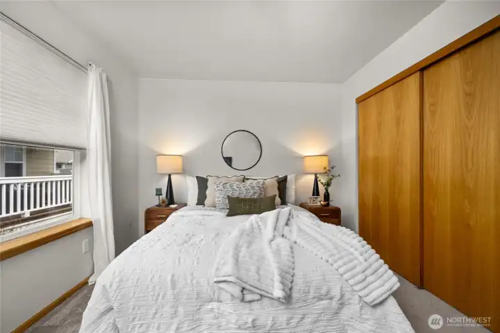 The second bedroom has a very spacious wall closet.