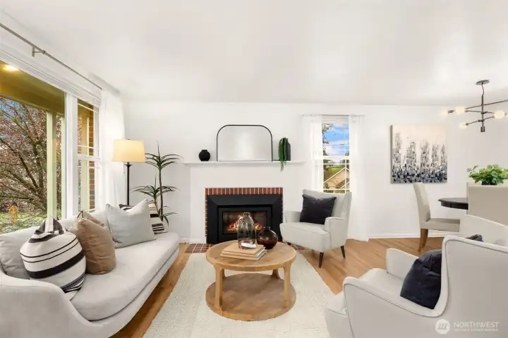 South-facing living room is flooded with light.