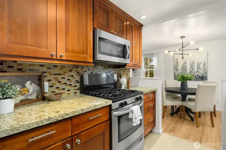 Gas cooking and stainless appliance package.