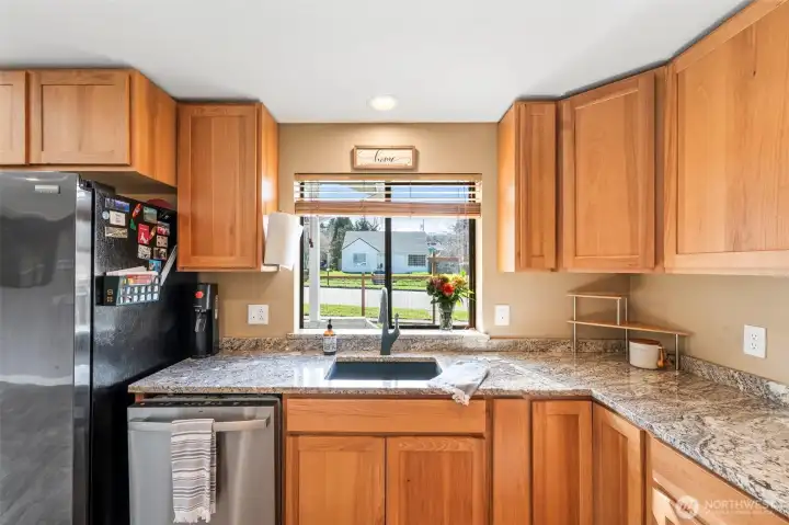 kitchen looking at front yard