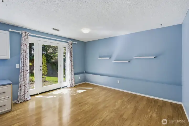 The family room on the lower level walks out to the rear yard.