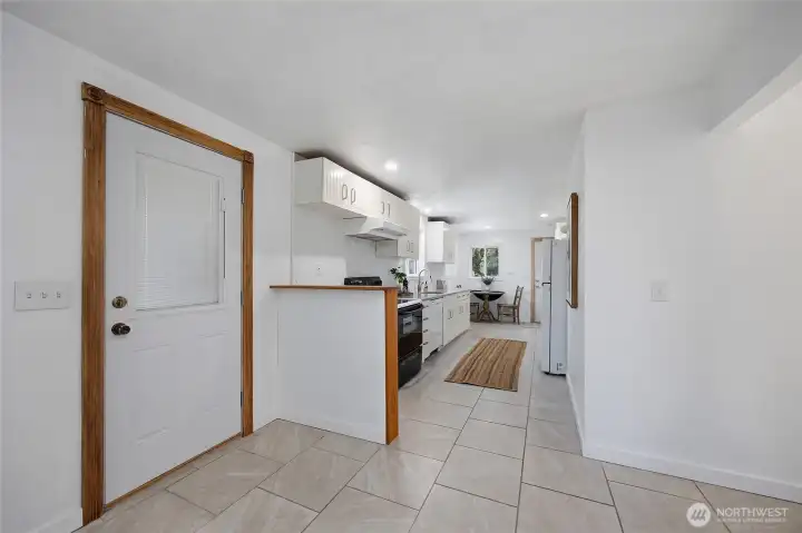 View into kitchen
