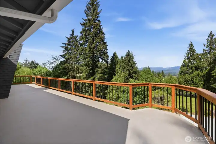 Oversized deck with valley views