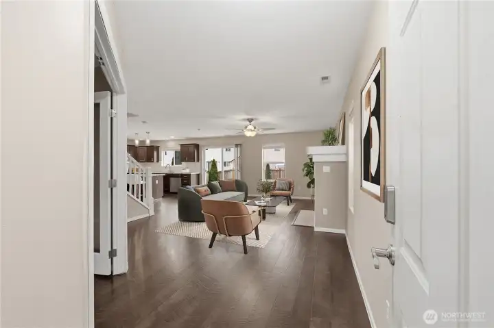 Inviting entry with clear sightlines into main living areas.