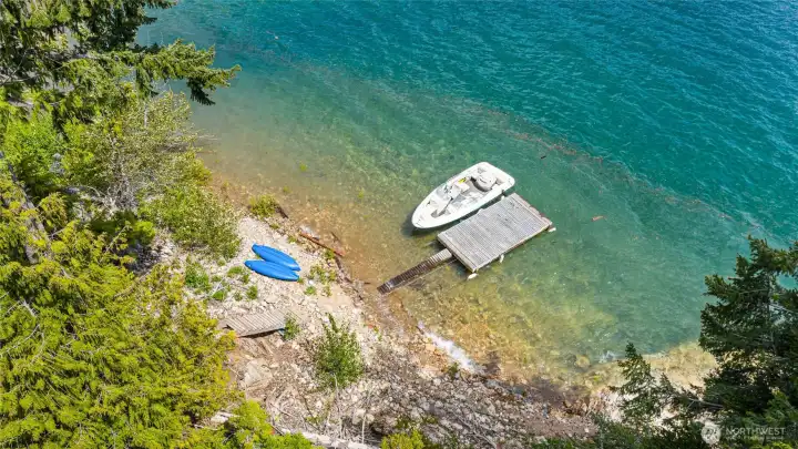 Plenty of beach for your toys and access to dock.