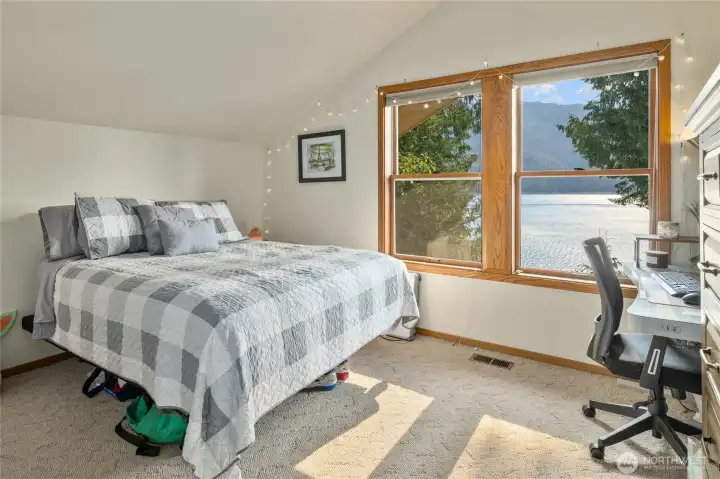 Upstairs bedroom overlooking the lake!  Upstairs bedroom #3.
