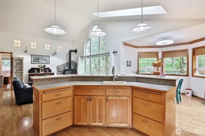 A second prep sink with garbage disposal on the island.