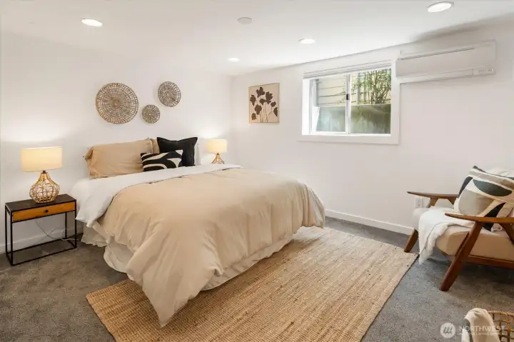 The downstairs bedroom features a massive closet and a mini split for summer heat.