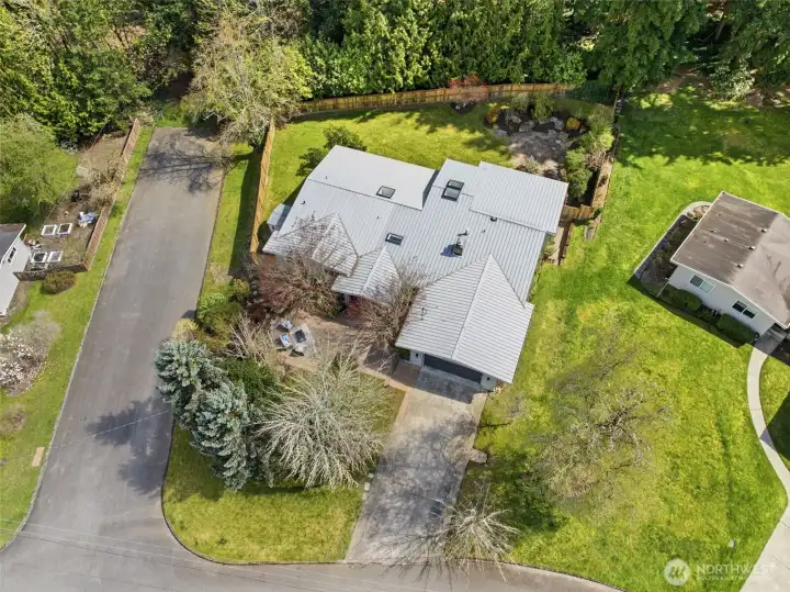 Aerial view showing lot size and position within the neighborhood