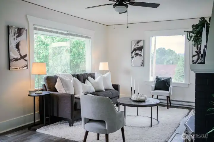 Living room with large window