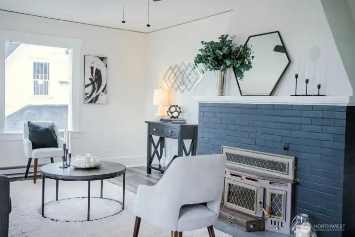 Living room with fireplace