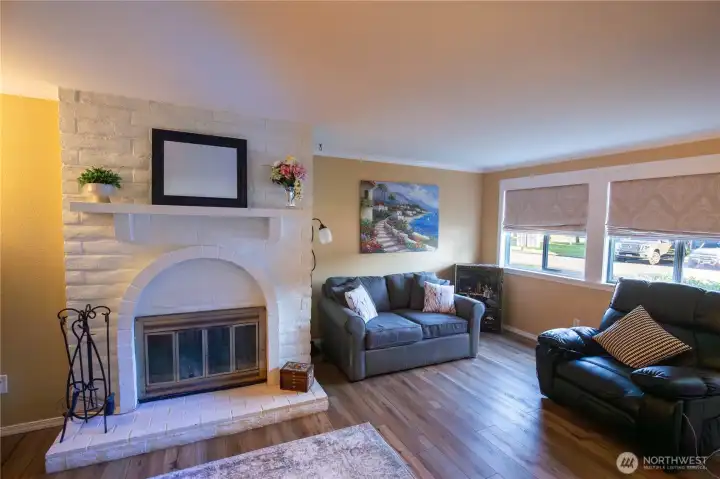 The good sized living room / great room area has lots of natural light from the large windows.
