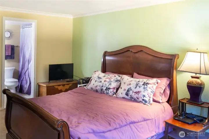 The primary bedrooms has it's own private 3/4 bath just steps away with an ADA shower.