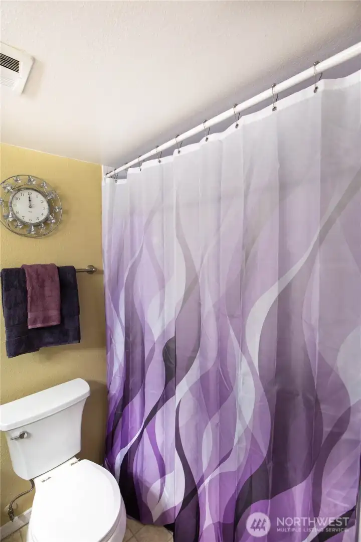 The Primary bath with it's large shower for easy access in and out of the shower..