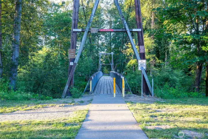 The walking trails provides access with the bridge that spans over the river.