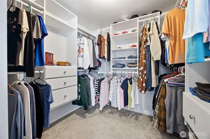 Smart, spacious walk in closet in the primary suite with plenty of room for all your clothes!