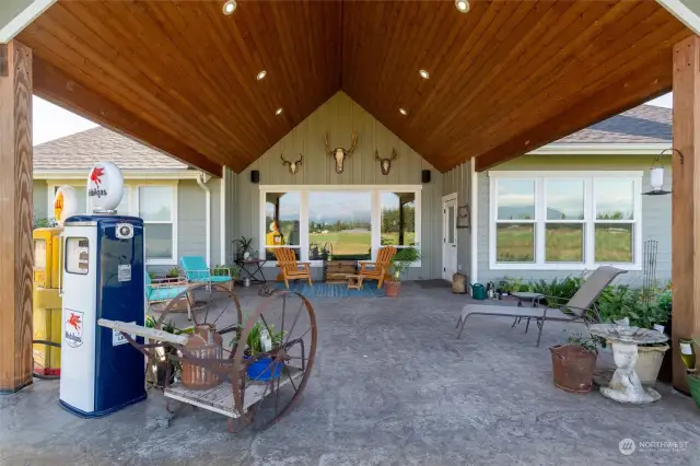 Covered back patio for indoor-outdoor entertaining